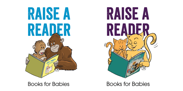 Whatcom County Library System's RAISE A READER identity. Illustrations by Johnny Mac.