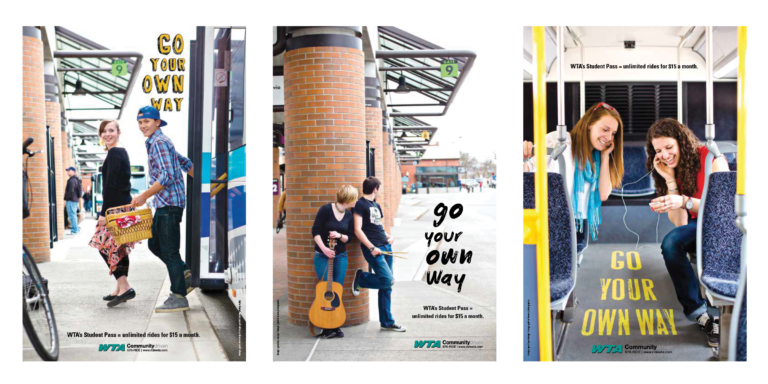 WTA's Go your own way youth poster campaign.